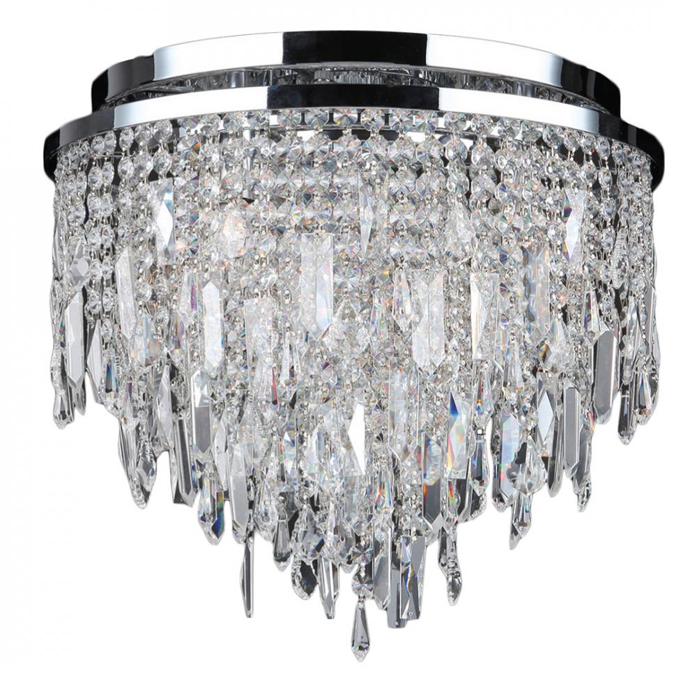 Tempest 5-Light Chrome Finish Crystal Flush Mount Ceiling Light 16 in. Dia x 15 in. H Medium
