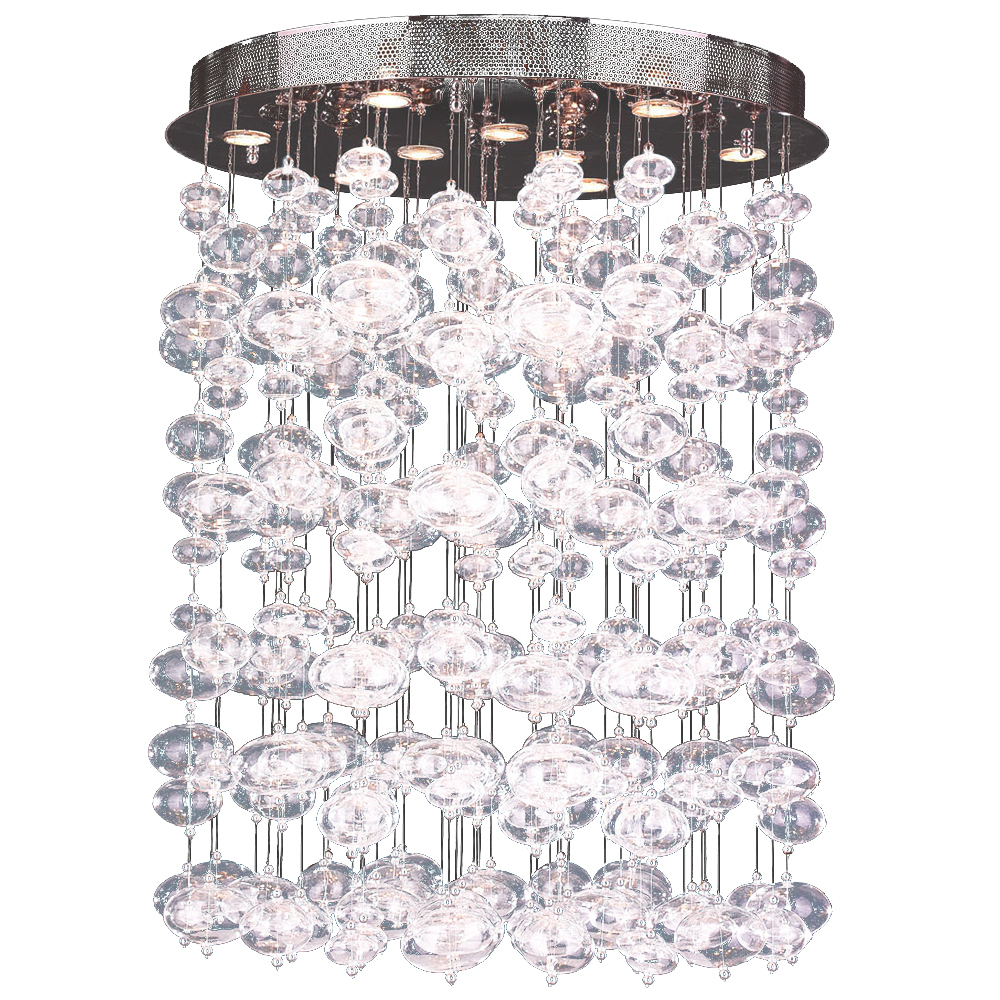 Effervescence 9 Light Halogen Chrome Finish Blown Glass