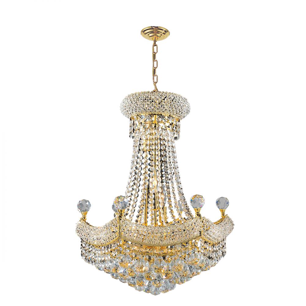 Empire 12-Light Gold Finish and Clear Crystal Chandelier 20 in. Dia x 26 in. H