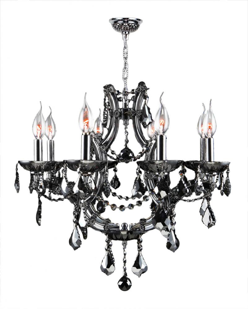 Lyre Collection 8 Light Chrome Finish and Smoke Crystal Chandelier 26" D x 22" H Large