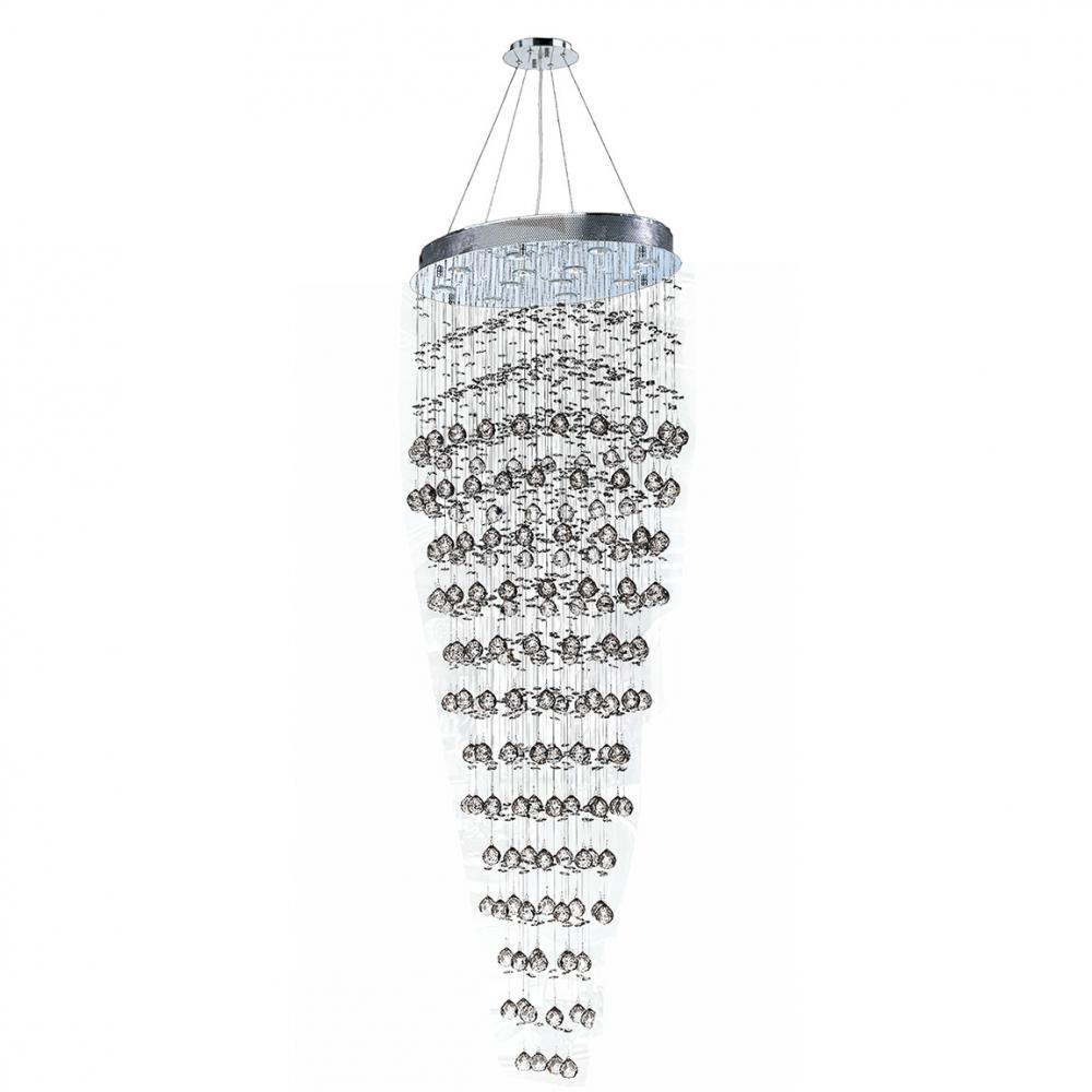 Icicle 12-Light Chrome Finish and Clear Crystal Oval Chandelier 28 in. L X 20 in. W X 72 in. H Large