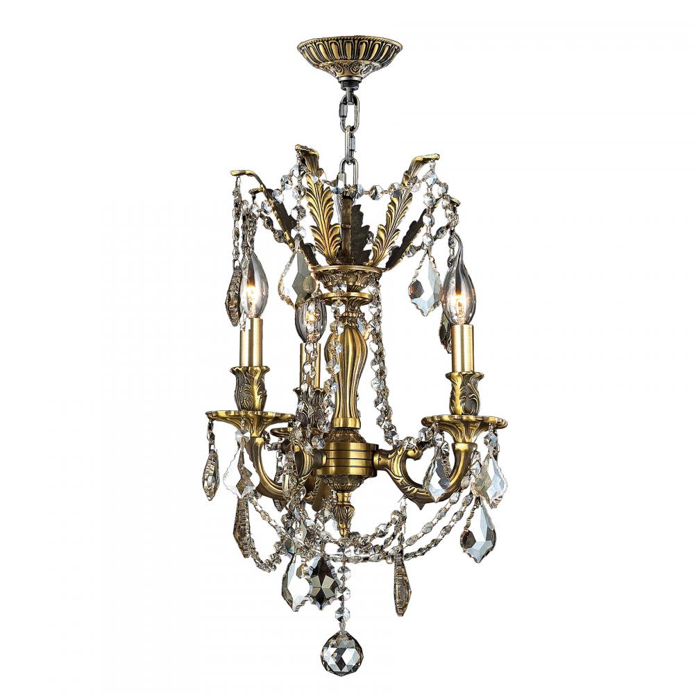 Windsor 3-Light Antique Bronze Finish and Clear Crystal Mini Chandelier 13 in. Dia x 18 in. H