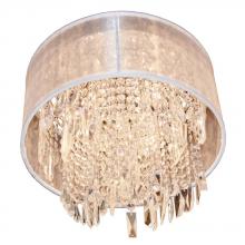 Worldwide Lighting Corp W33125C12-WSO - Tempest Collection 4 Light Chrome Finish Crystal Flush Mount Ceiling Light with White Organza Drum S