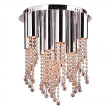 Worldwide Lighting Corp W33138C15-GT - Metropolis Collection 10 Light Halogen Chrome Finish and Golden Teak Crystal Flush Mount 15" D x