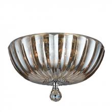 Worldwide Lighting Corp W33141C14-GT - Mansfield 4-Light Chrome Finish and Golden Teak Crystal Bowl Flush Mount Ceiling Light 14 in. Medium