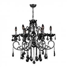 Worldwide Lighting Corp W83109C26-BL - Kronos Collection 6 Light Chrome Finish and Black Crystal Chandelier 26&#34; D x 24&#34; H Large