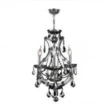 Worldwide Lighting Corp W83114C16-SM - Lyre Collection 4 Light Chrome Finish and Smoke Crystal Chandelier 16&#34; D x 28&#34; H Mini