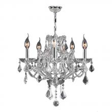 Worldwide Lighting Corp W83116C19-CL - Lyre Collection 5 Light Chrome Finish and Clear Crystal Chandelier 19&#34; D x 18&#34; H Medium