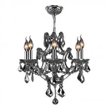 Worldwide Lighting Corp W83117C20-CH - Lyre Collection 6 Light Chrome Finish and Chrome Crystal Chandelier 20&#34; D x 19&#34; H Medium