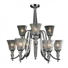 Worldwide Lighting Corp W83159C29 - Innsbruck Collection 9 Light Chrome Finish and Clear Crystal Candle Chandelier Two 2 Tier 29&#34; D