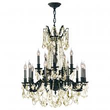 Worldwide Lighting Corp W83310F28-GT - Windsor 15-Light dark Bronze Finish and Golden Teak Crystal Chandelier 28 in. Dia x 36 in. H Two 2 T