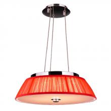 Worldwide Lighting Corp W83953C16-RD - Alice Collection 6 Light LED Chrome Finish with Red String Empire Shade Pendant 16&#34; D x 4&#34; H