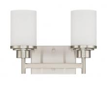 Sunset Lighting F2722-80 Vanity with Faux Alabaster Glass Bright Satin Nickel Finish 