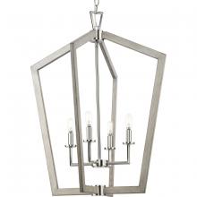 Progress P500378-009 - Galloway Collection Four-Light 30&#34; Brushed Nickel Modern Farmhouse Foyer Light with Grey Washed