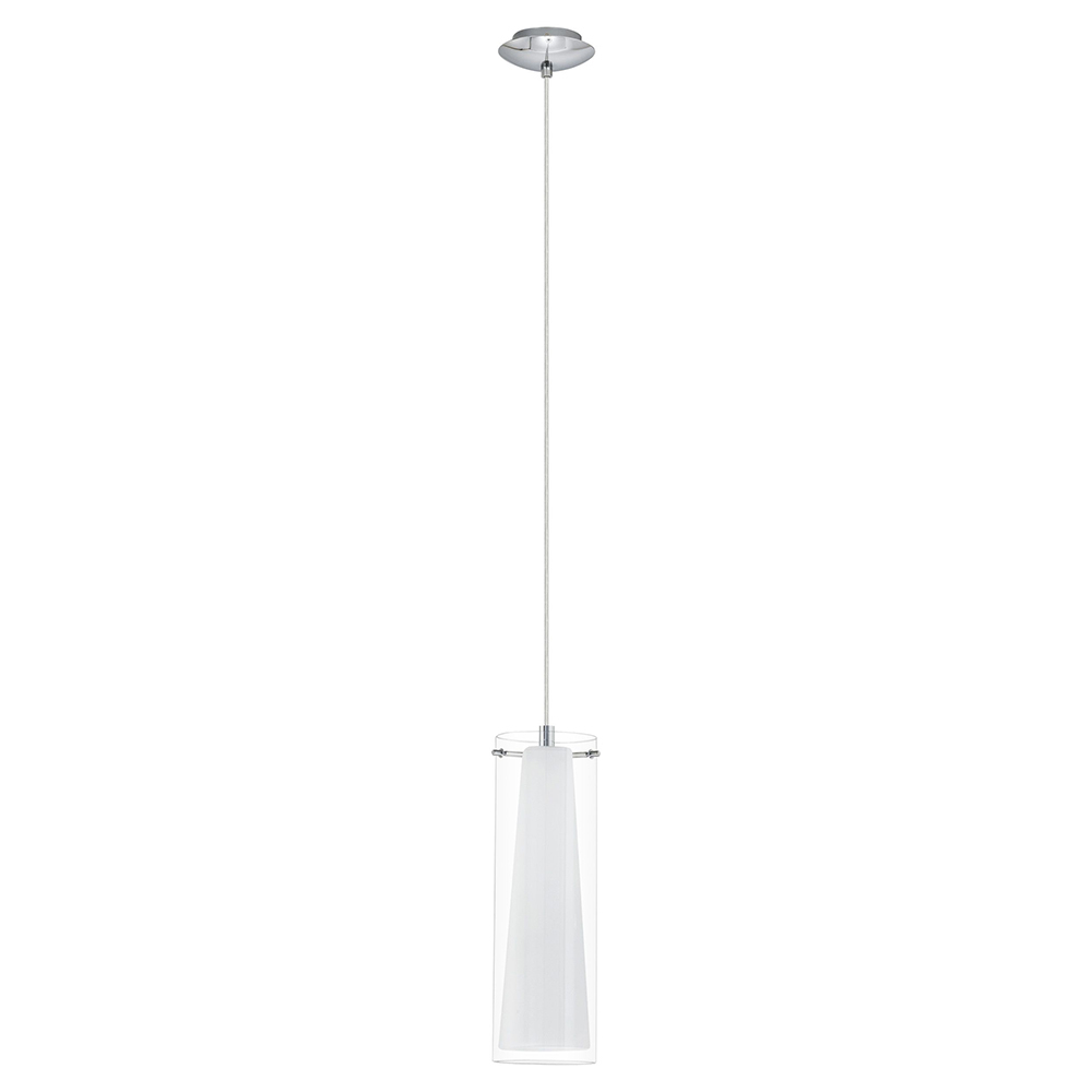 1 LT Mini Pendant w/ Chrome Finish & Clear & White Glass Shade