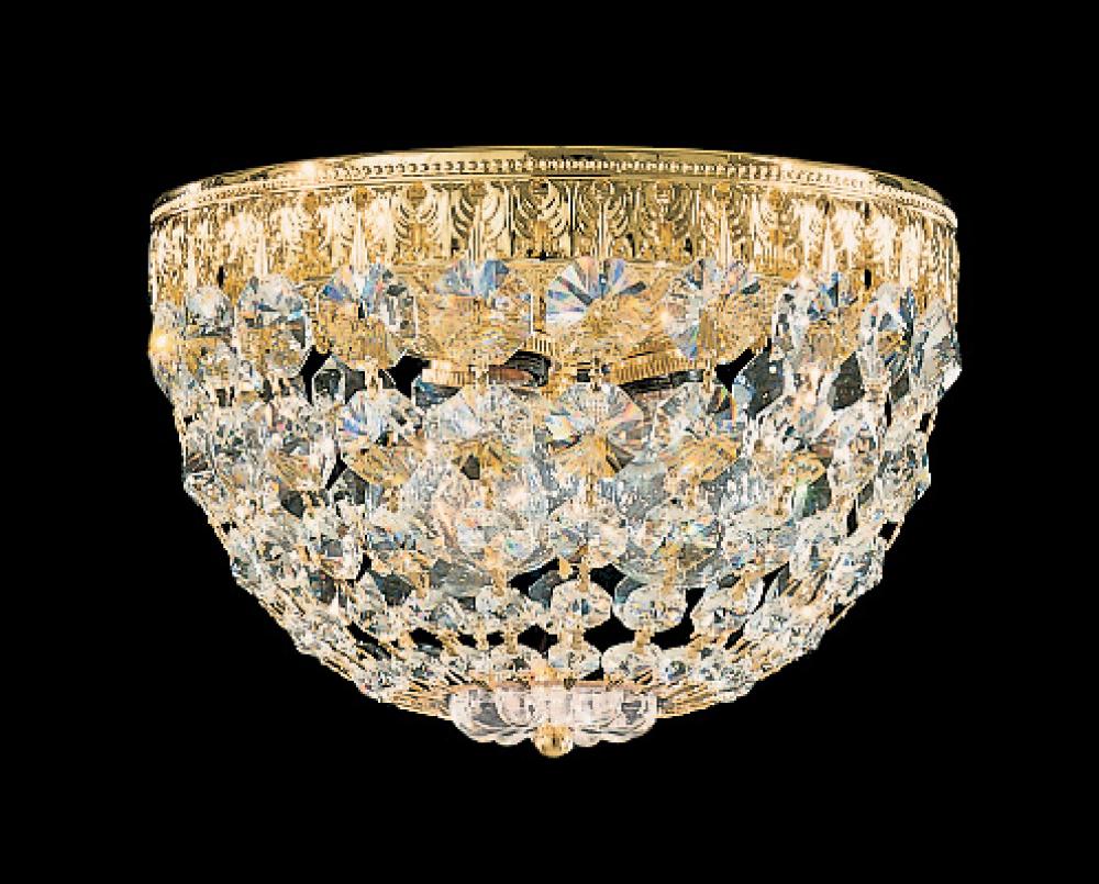 Petit Crystal 3 Light 120V Flush Mount in Polished Silver with Radiance Crystal