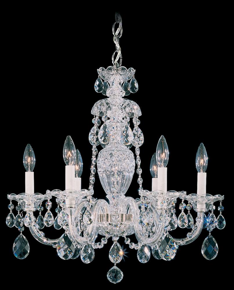 Sterling 6 Light 110V Chandelier in Rich Auerelia Gold with Clear Crystals From Swarovski®