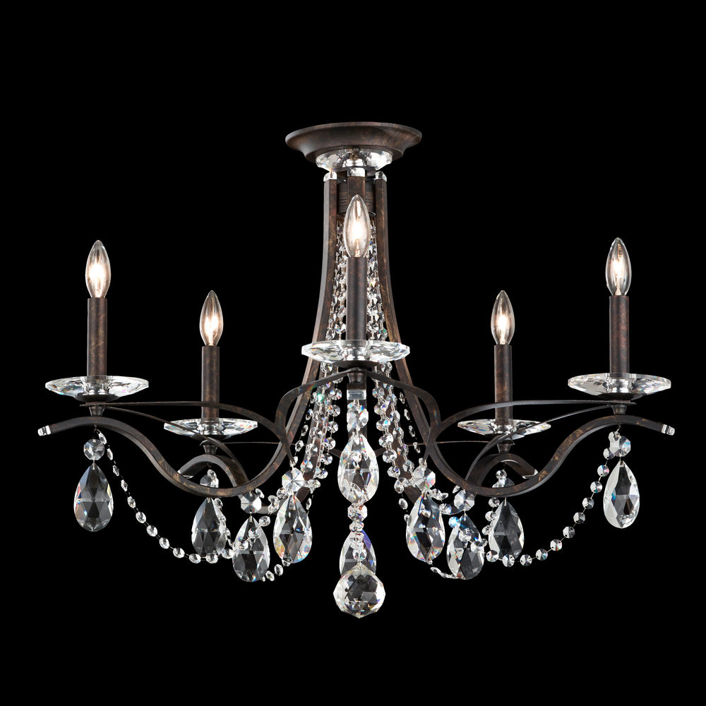 Vesca 5 Light 120V Semi-Flush Mount in French Gold with Heritage Handcut Crystal