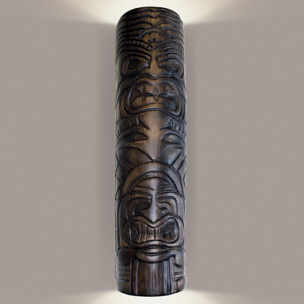 Tiki Totem Wall Sconce Dark Teak