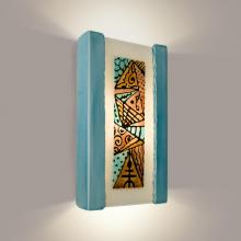 A-19 RE103-TC-TQ - Abstract Wall Sconce Teal Crackle and Turquoise