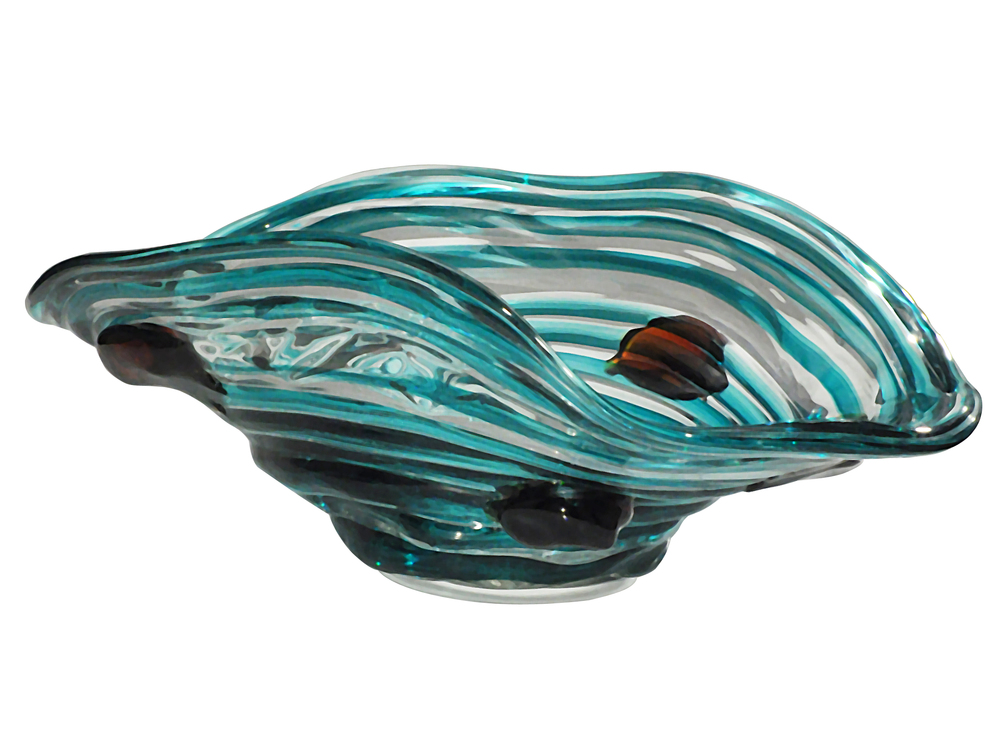 Cannon Rock Hand Blown Art Glass Bowl