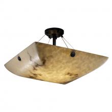Justice Design Group FAL-9652-25-MBLK-F6-LED5-5000 - 24&#34; LED Semi-Flush Bowl w/ Concentric Circles Finials