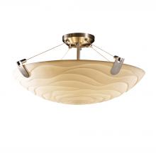 Justice Design Group PNA-9612-35-WAVE-NCKL-LED5-5000 - 24&#34; LED Semi-Flush Bowl w/ U-Clips