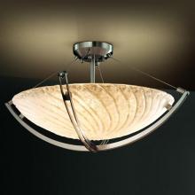Justice Design Group GLA-9712-35-WHTW-NCKL - 24&#34; Semi-Flush Bowl w/ Crossbar