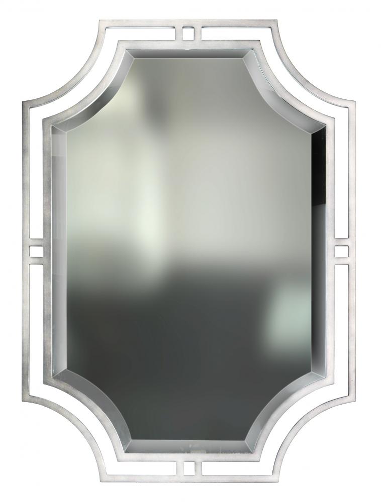 Cropped Corner Pinball Mirror - Satin Nickel