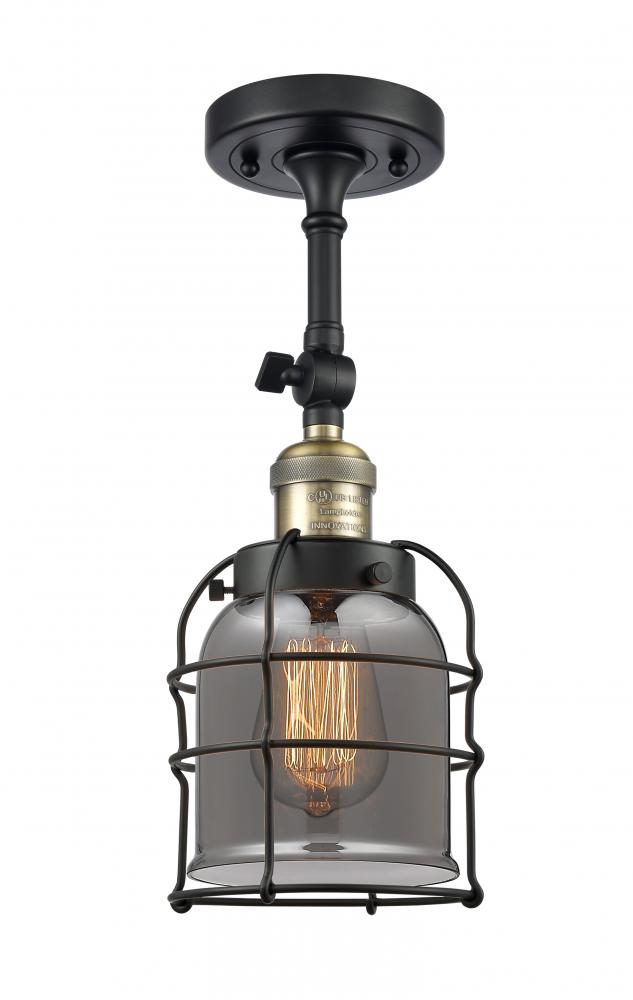 Bell Cage - 1 Light - 6 inch - Black Antique Brass - Adjustable Semi-Flush Mount
