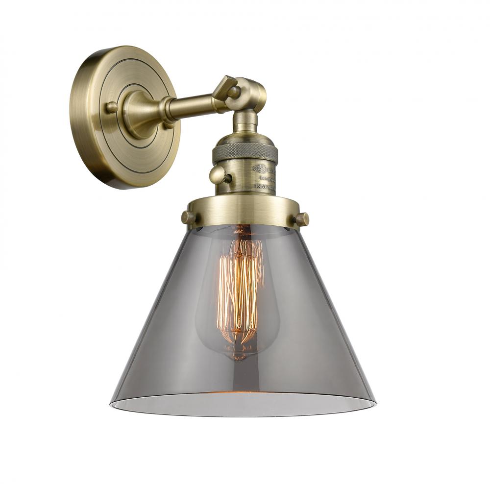 Cone - 1 Light - 8 inch - Antique Brass - Adjustable Sconce