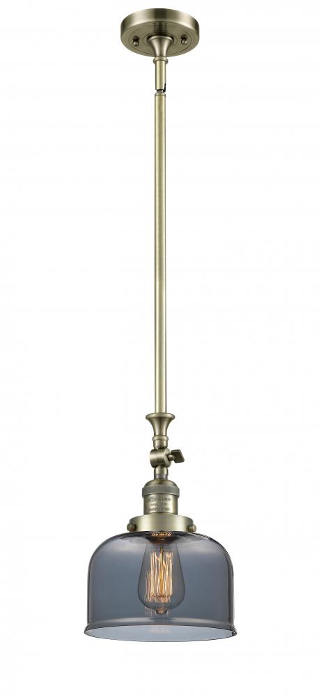 Bell - 1 Light - 8 inch - Antique Brass - Stem Hung - Adjustable Mini Pendant
