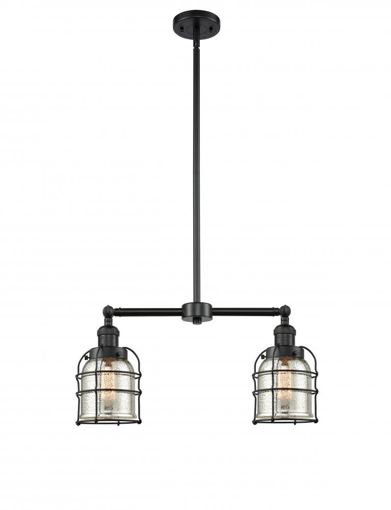 Bell Cage - 2 Light - 21 inch - Matte Black - Stem Hung - Adjustable Island Light