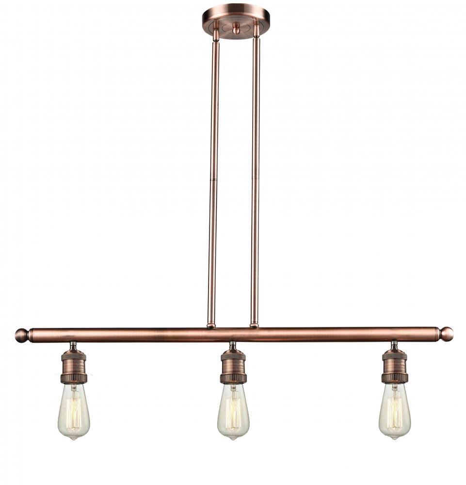 Bare Bulb - 3 Light - 38 inch - Antique Copper - Stem Hung - Adjustable Island Light
