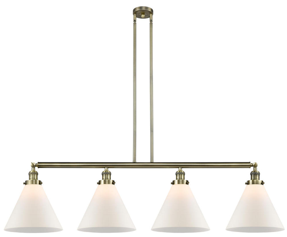 Cone - 4 Light - 56 inch - Antique Brass - Stem Hung - Adjustable Island Light