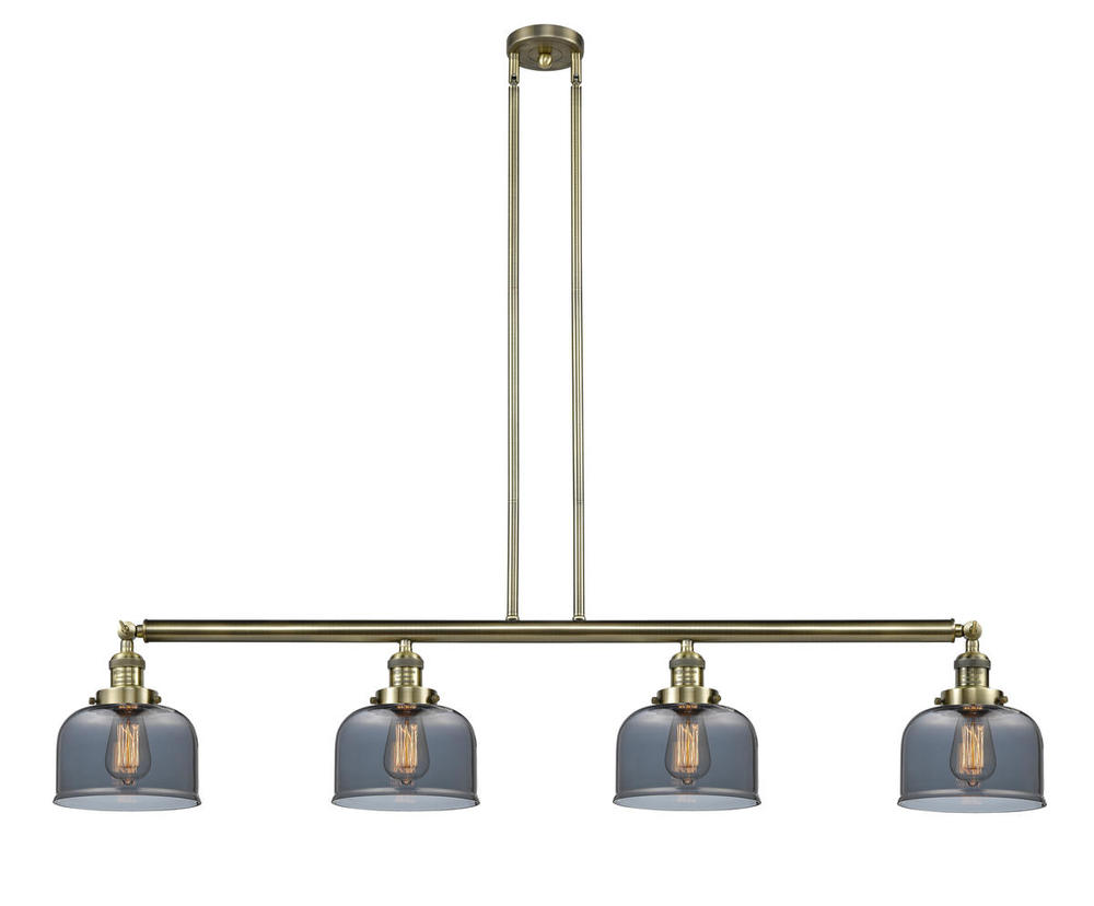 Bell - 4 Light - 53 inch - Antique Brass - Stem Hung - Adjustable Island Light