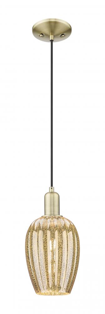 Preston - 1 Light - 6 inch - Antique Brass - Cord hung - Mini Pendant