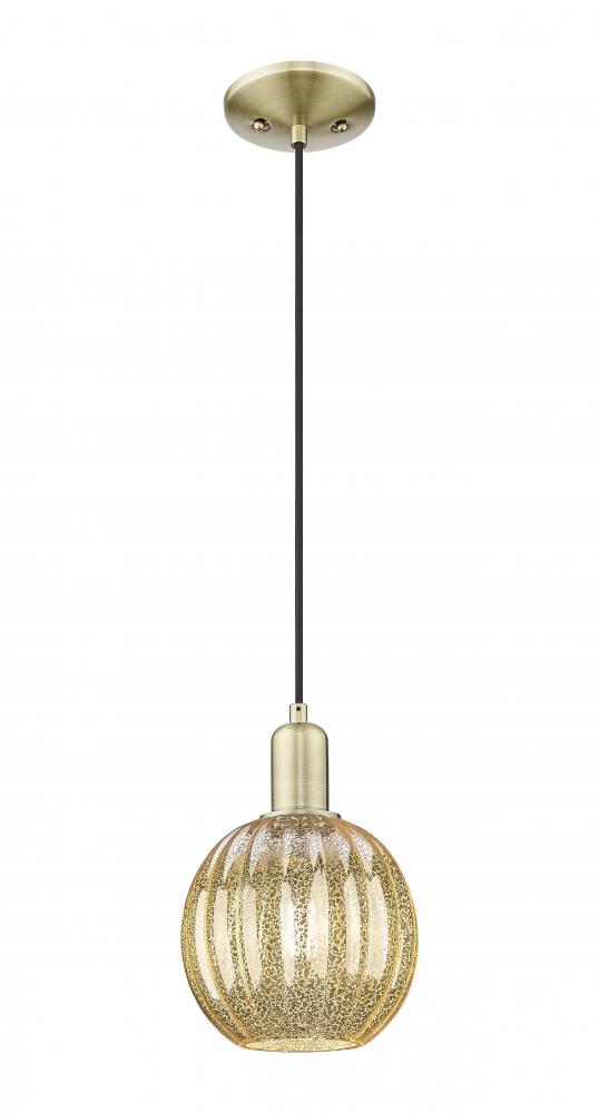 Preston - 1 Light - 6 inch - Antique Brass - Cord hung - Mini Pendant