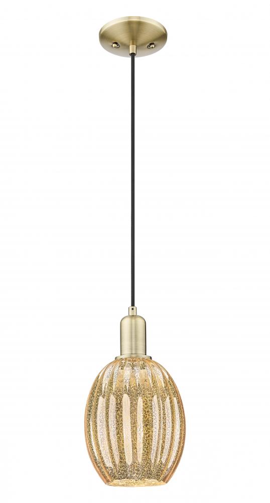 Preston - 1 Light - 6 inch - Antique Brass - Cord hung - Mini Pendant