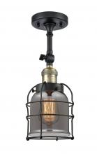 Innovations Lighting 201F-BAB-G53-CE-LED - Bell Cage - 1 Light - 6 inch - Black Antique Brass - Adjustable Semi-Flush Mount