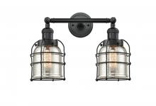 Innovations Lighting 208-BK-G58-CE-LED - Bell Cage - 2 Light - 16 inch - Matte Black - Adjustable Bath Vanity Light