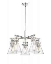 Innovations Lighting 411-5CR-PN-G411-7CL - Newton Cone - 5 Light - 26 inch - Polished Nickel - Chandelier