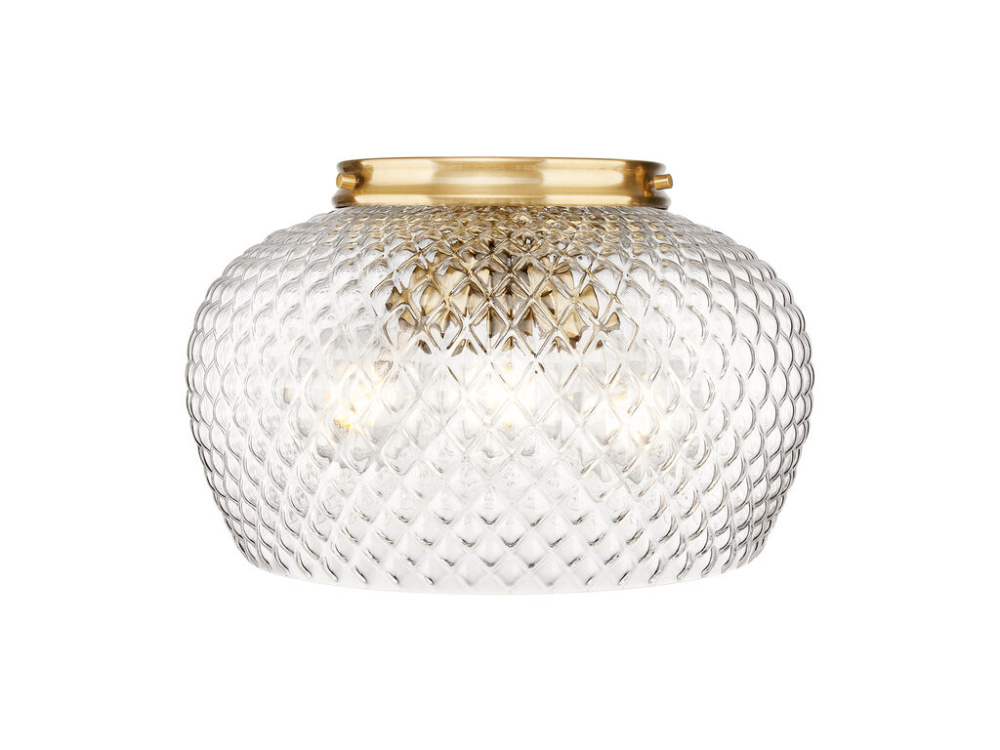 Adeline  3 Light Flush Mount in Modern Brushed Gold with Clear Glass Shade