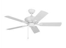 Generation Lighting 5LDO44RZW - Linden 44&#39;&#39; traditional indoor/outdoor matte white ceiling fan with reversible motor