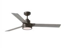 Generation Lighting 3JVR58AGPD - Jovie 58&#34; Dimmable Indoor/Outdoor Integrated LED Aged Pewter Ceiling Fan with Light Kit, Handhel