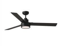 Generation Lighting 3JVR58MBKD - Jovie 58&#34; Dimmable Indoor/Outdoor Integrated LED Midnight Black Ceiling Fan with Light Kit, Hand