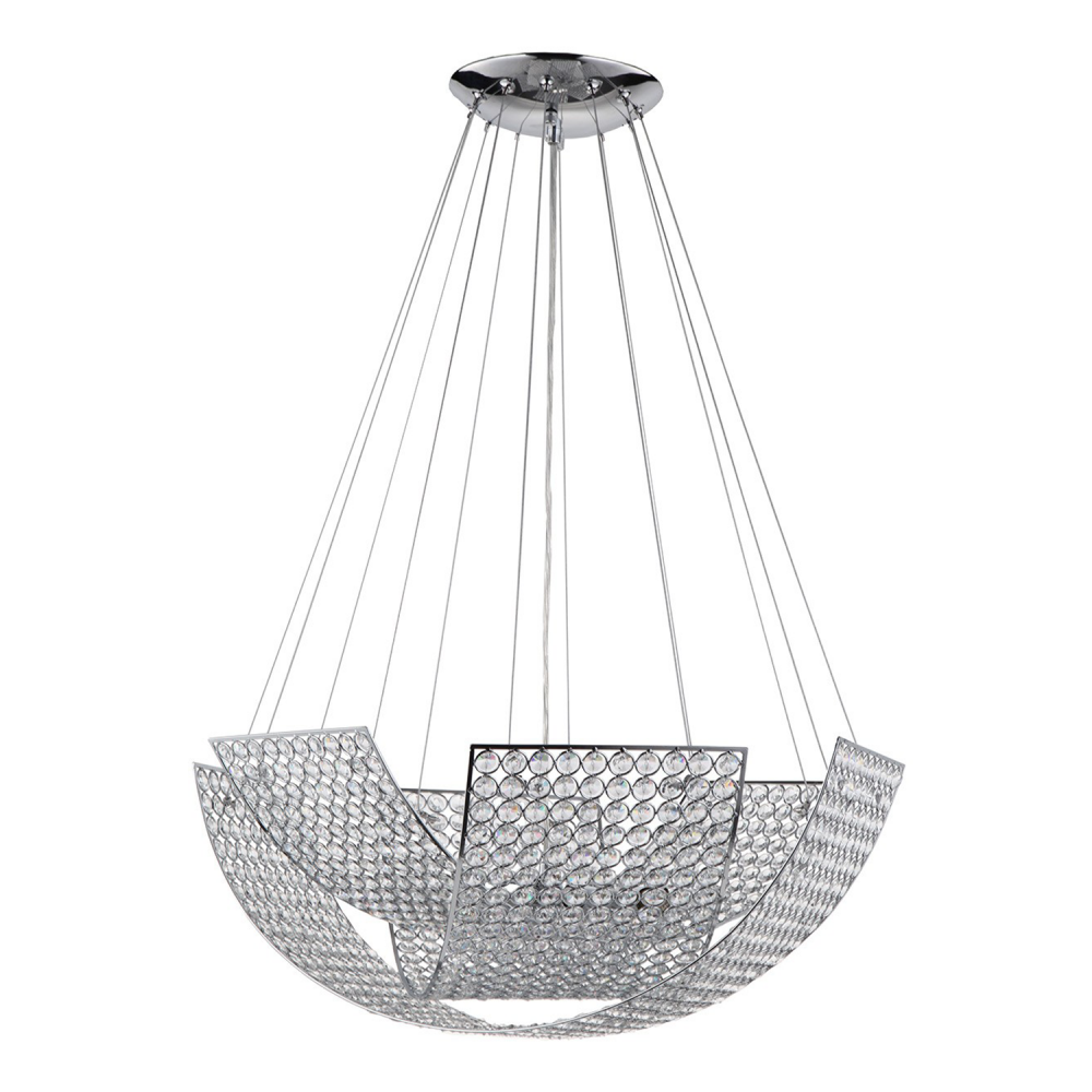 Monarch 24" 8-Light, Crystal Bowl Chandelier in Chrome