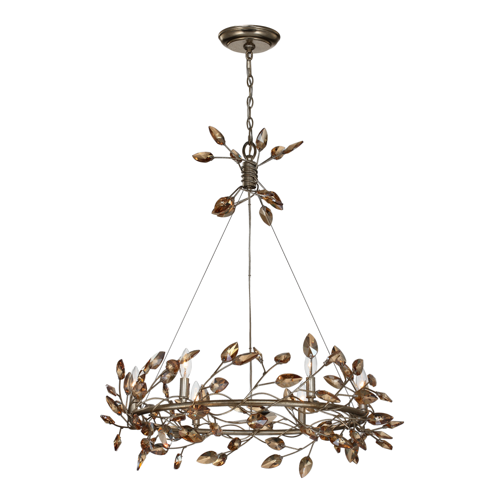 Misthaven 31" 6-Light, Organic Champagne Crystal Chandelier in Gold