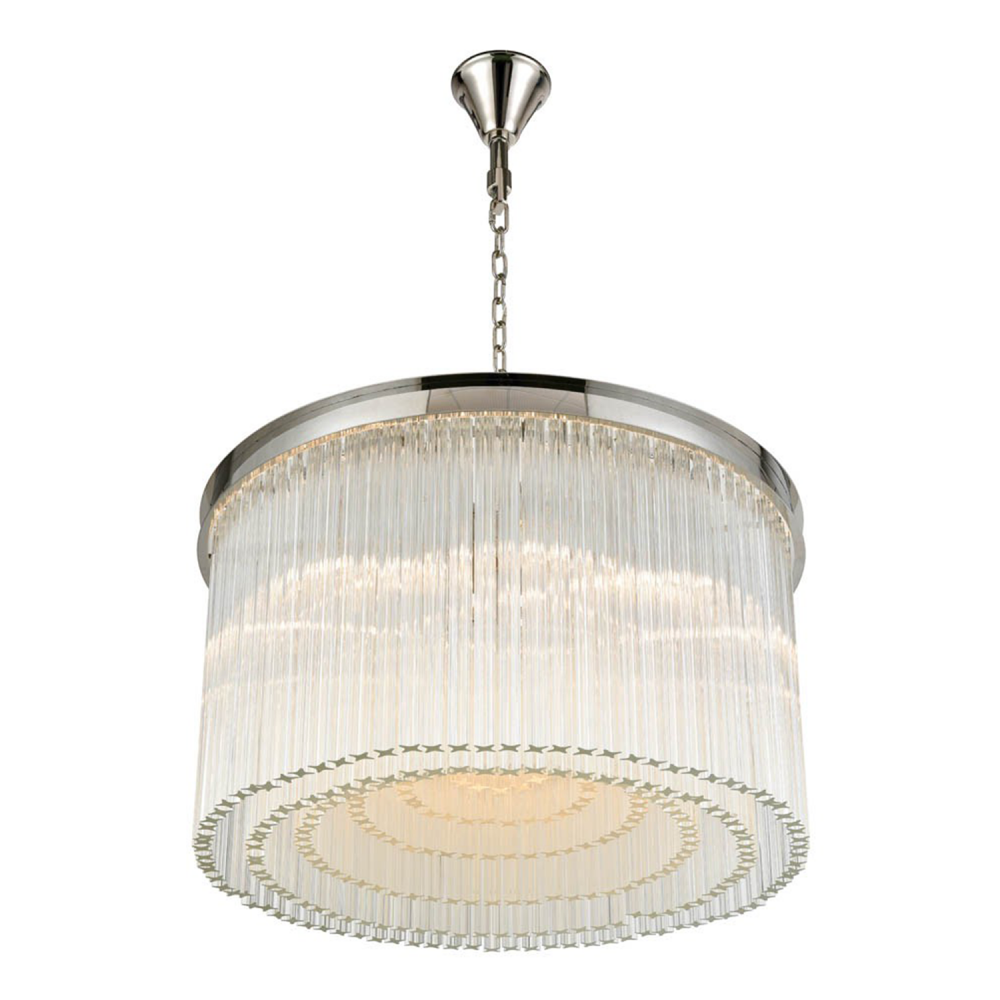 Lumineer 30" 15-Light, Round Crystal Chandelier in Polished Nickel