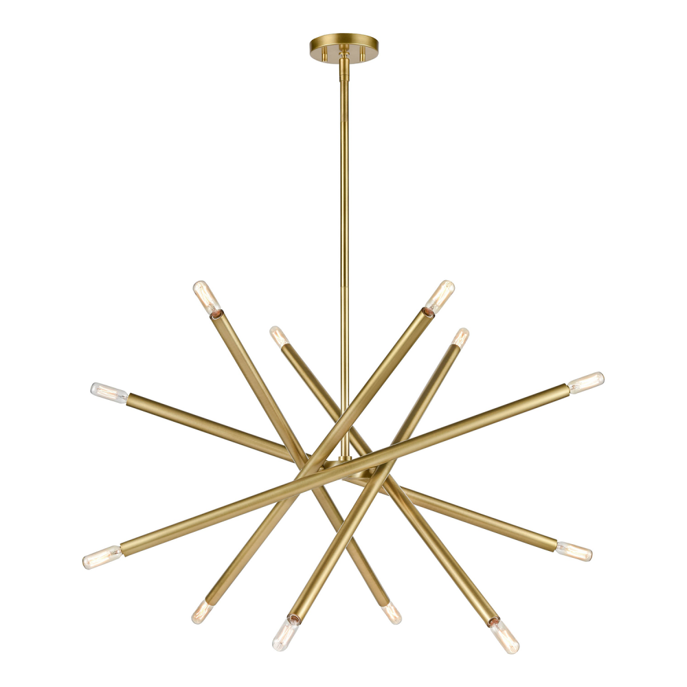 12-Light 32"" Adjustable Aged Brass Sputnik Chandelier